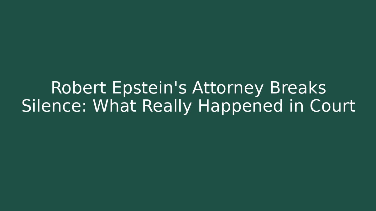 Robert Epstein’s Attorney Breaks Silence: What Really Happened in Court