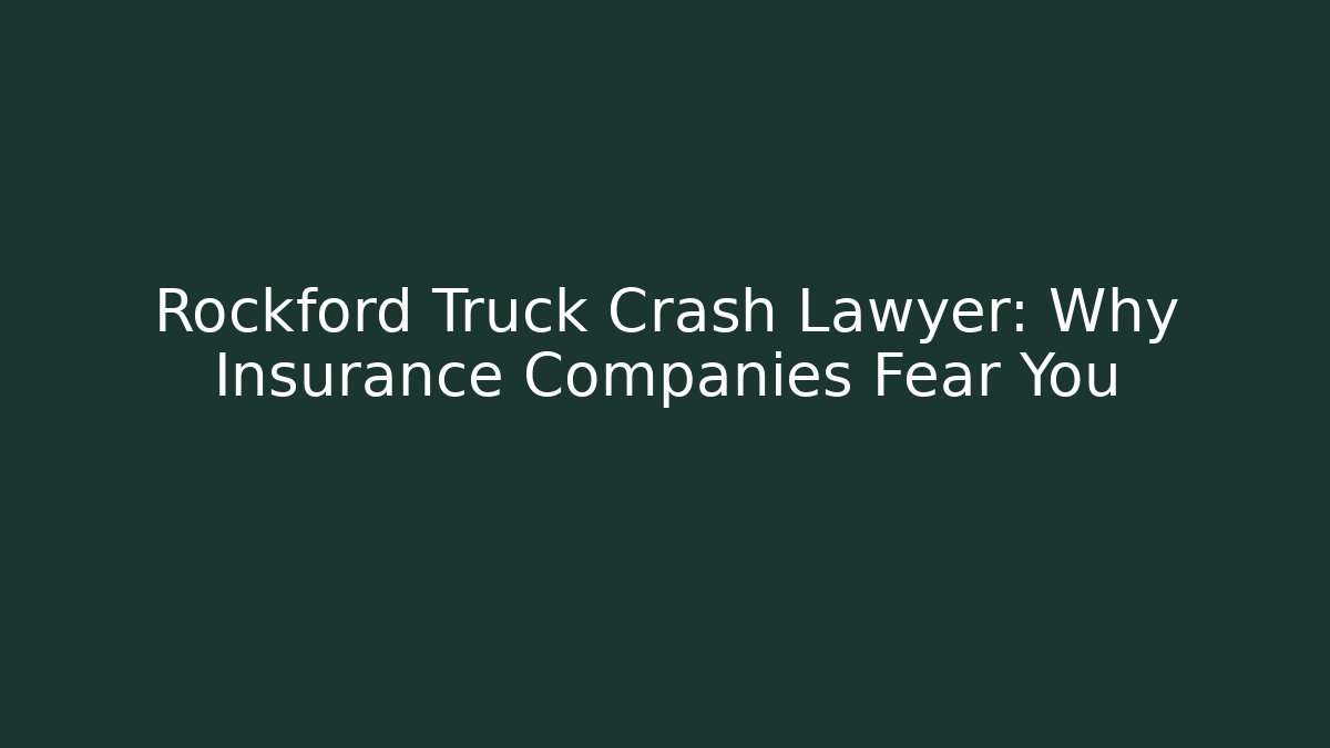 Rockford Truck Crash Lawyer: Why Insurance Companies Fear You