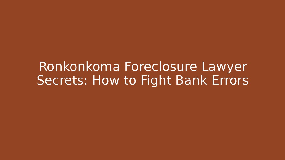 Ronkonkoma Foreclosure Lawyer Secrets: How to Fight Bank Errors - WealthxGroup