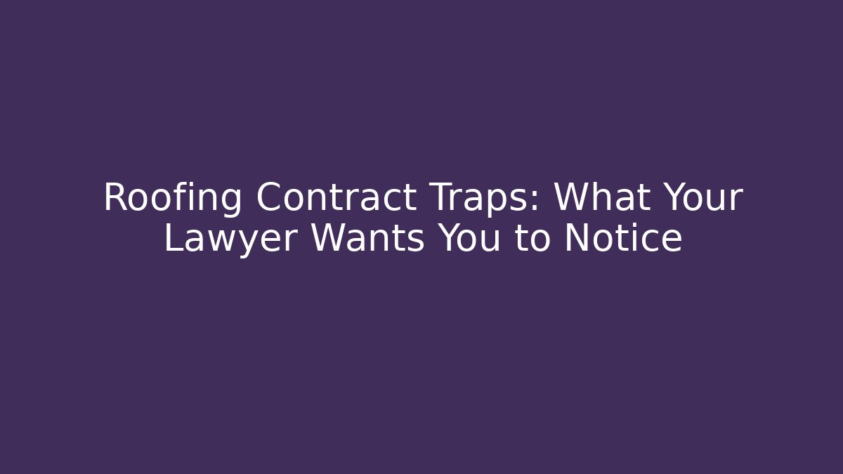 Roofing Contract Traps: What Your Lawyer Wants You to Notice
