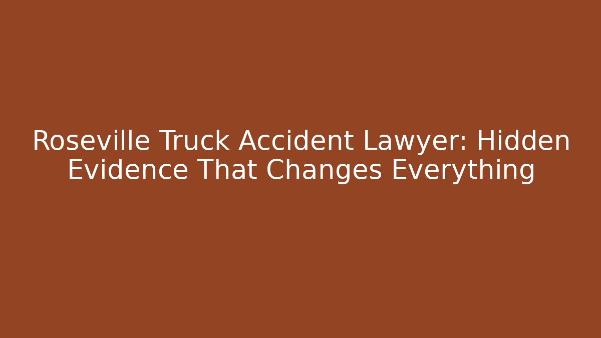 Roseville Truck Accident Lawyer: Hidden Evidence That Changes Everything - WealthxGroup