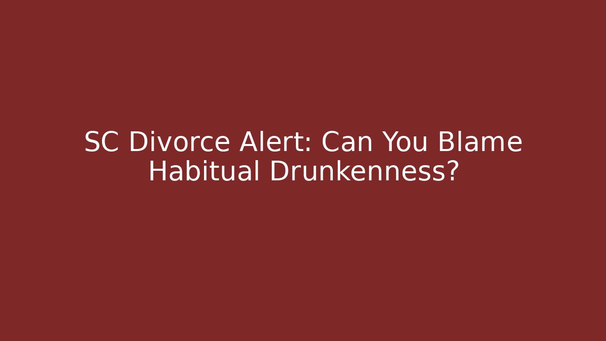 SC Divorce Alert: Can You Blame Habitual Drunkenness?