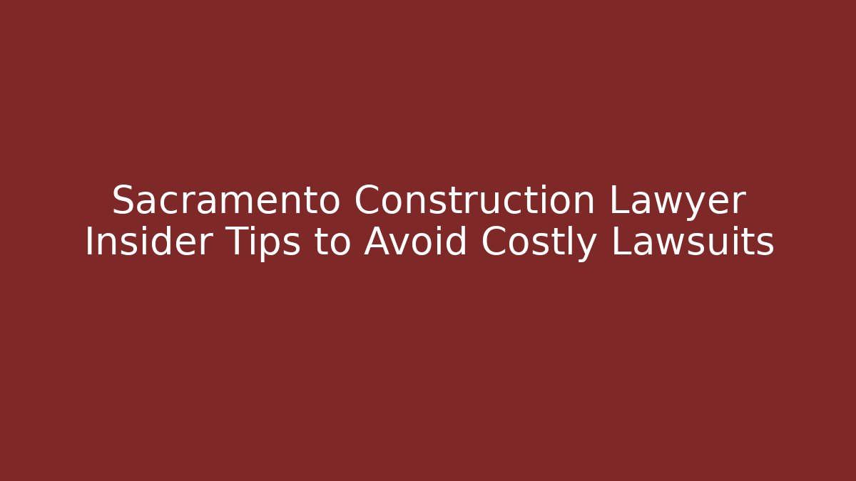 Sacramento Construction Lawyer Insider Tips to Avoid Costly Lawsuits