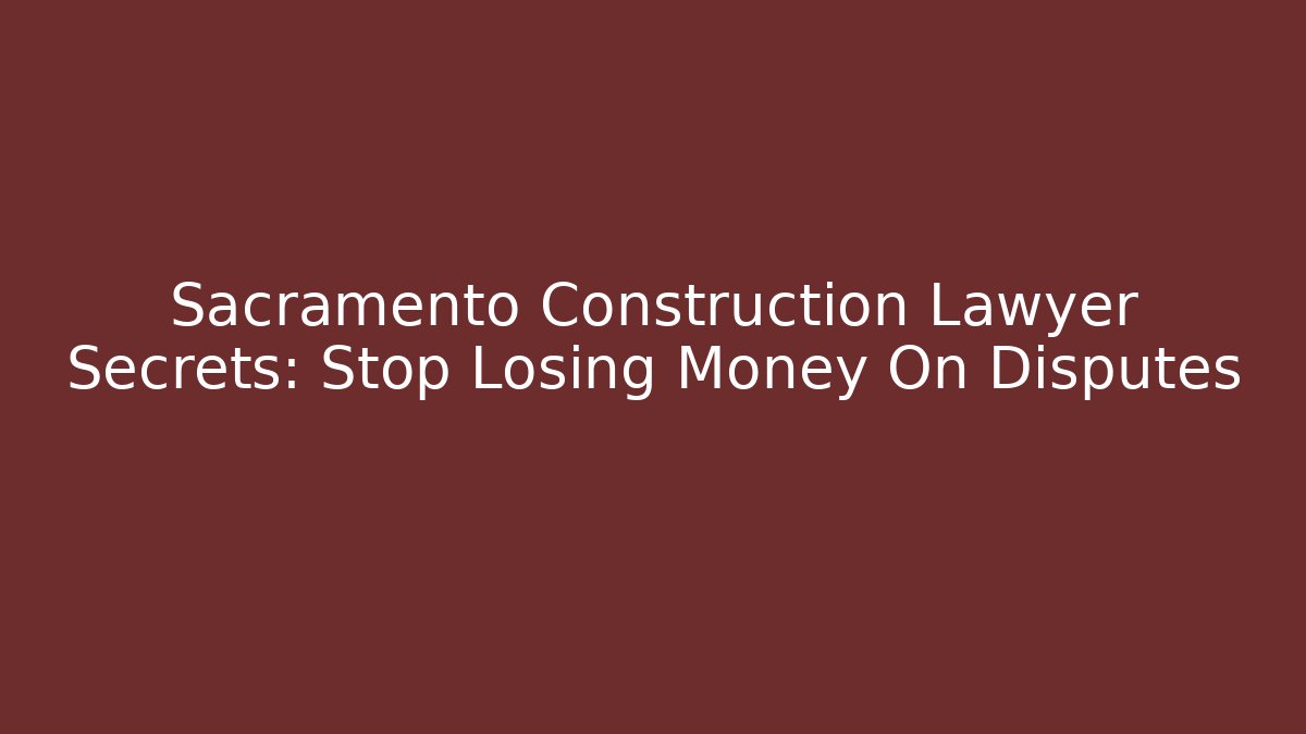 Sacramento Construction Lawyer Secrets: Stop Losing Money On Disputes