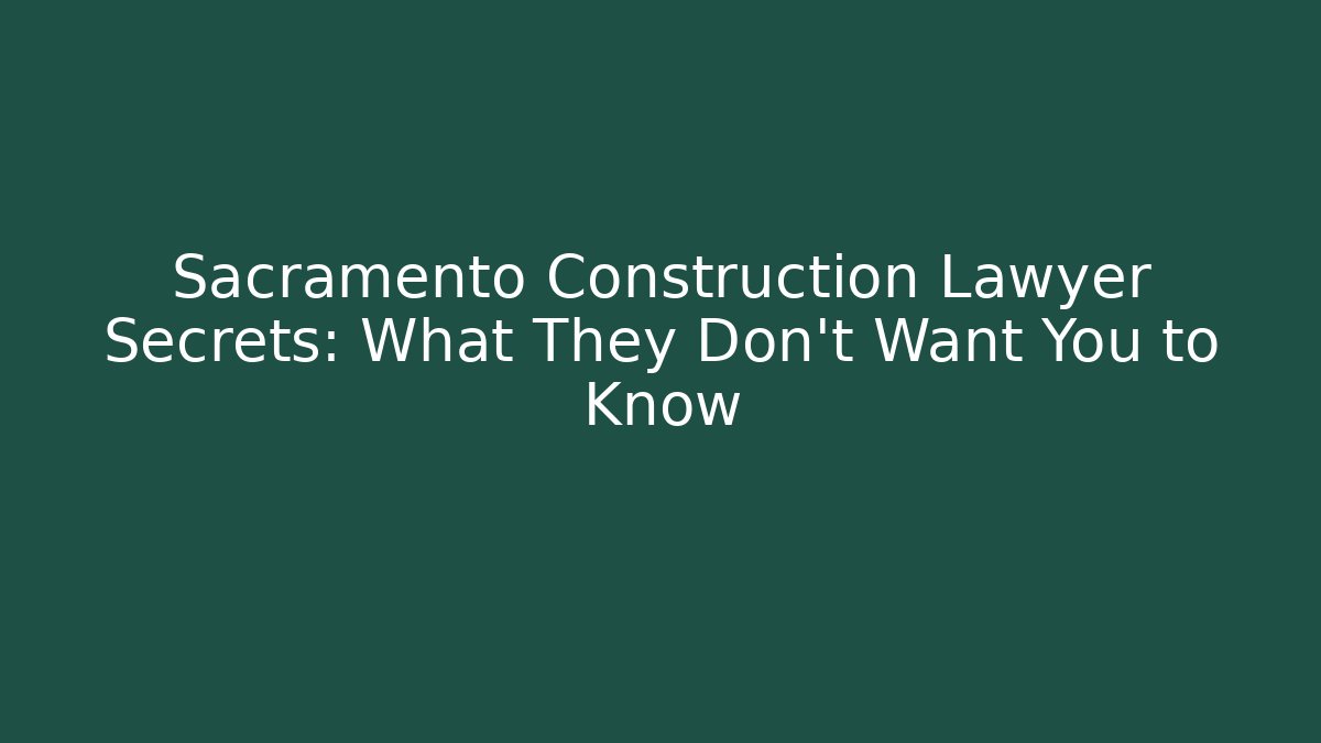 Sacramento Construction Lawyer Secrets: What They Don’t Want You to Know