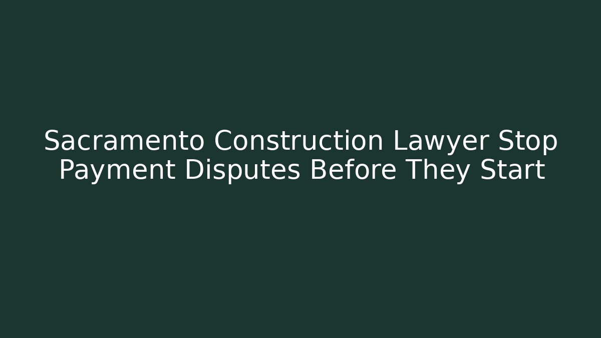 Sacramento Construction Lawyer Stop Payment Disputes Before They Start