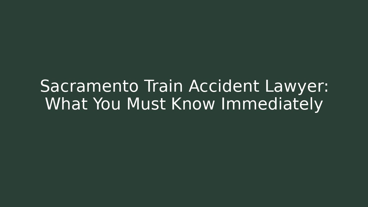 Sacramento Train Accident Lawyer: What You Must Know Immediately