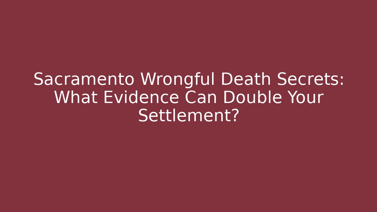 Sacramento Wrongful Death Secrets: What Evidence Can Double Your Settlement?