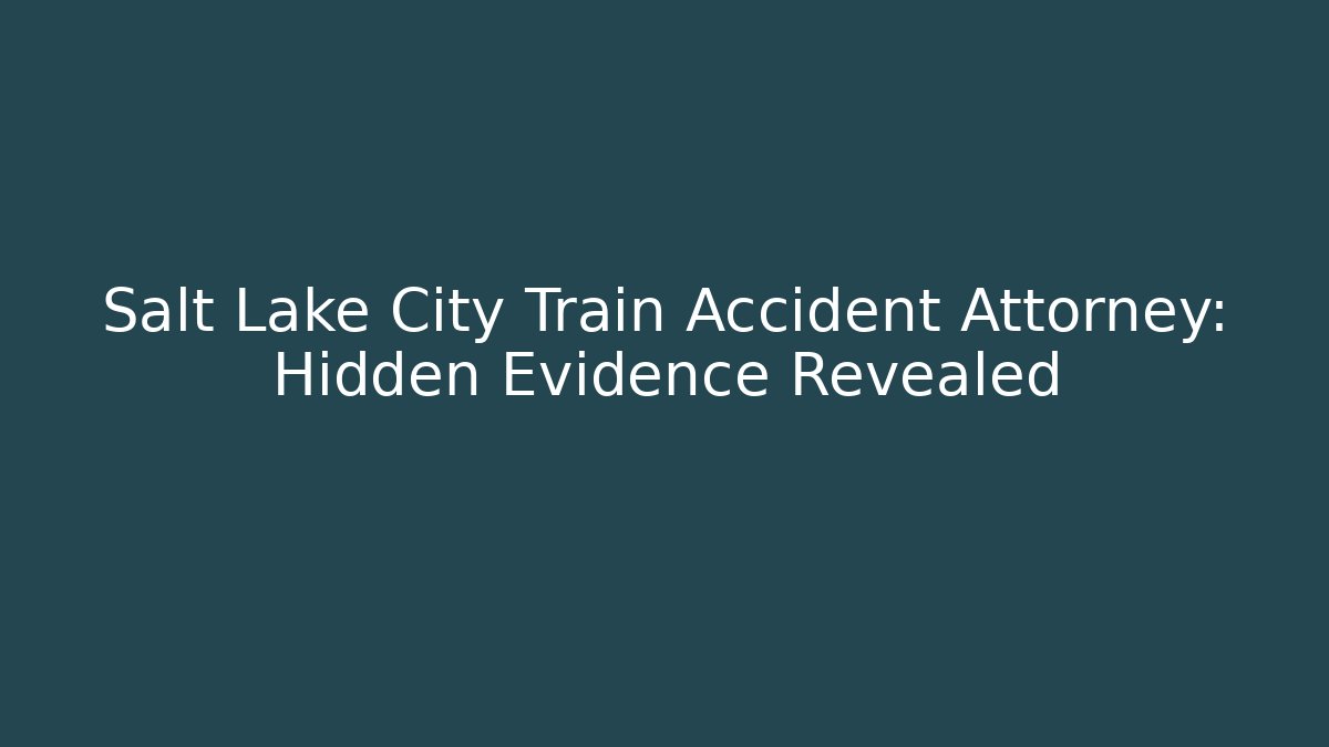 Salt Lake City Train Accident Attorney: Hidden Evidence Revealed - WealthxGroup