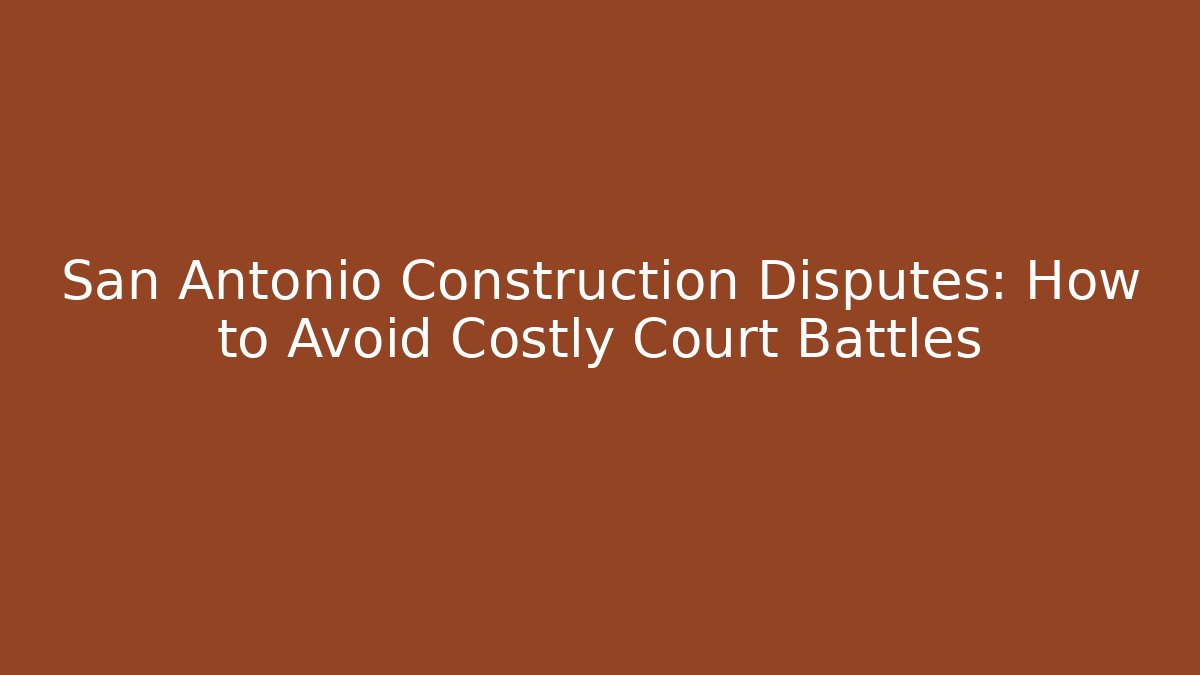 San Antonio Construction Disputes: How to Avoid Costly Court Battles