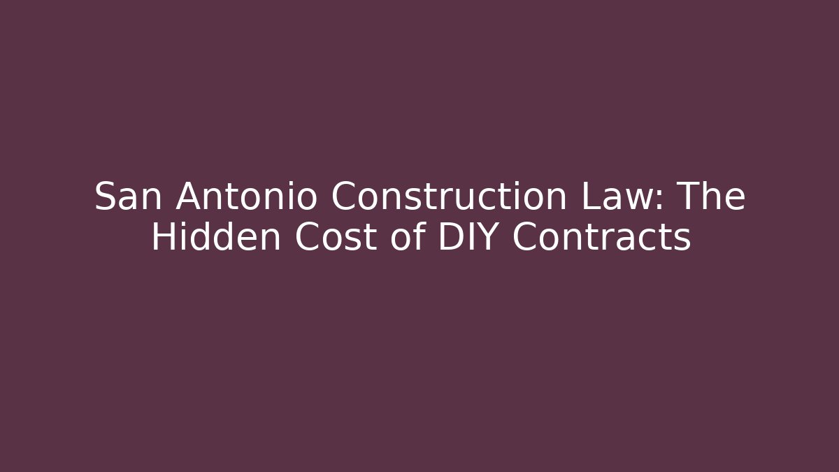 San Antonio Construction Law: The Hidden Cost of DIY Contracts