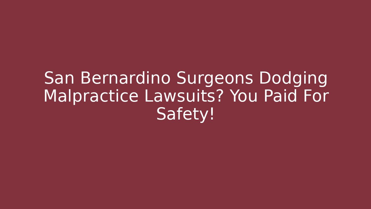 San Bernardino Surgeons Dodging Malpractice Lawsuits? You Paid For Safety!
