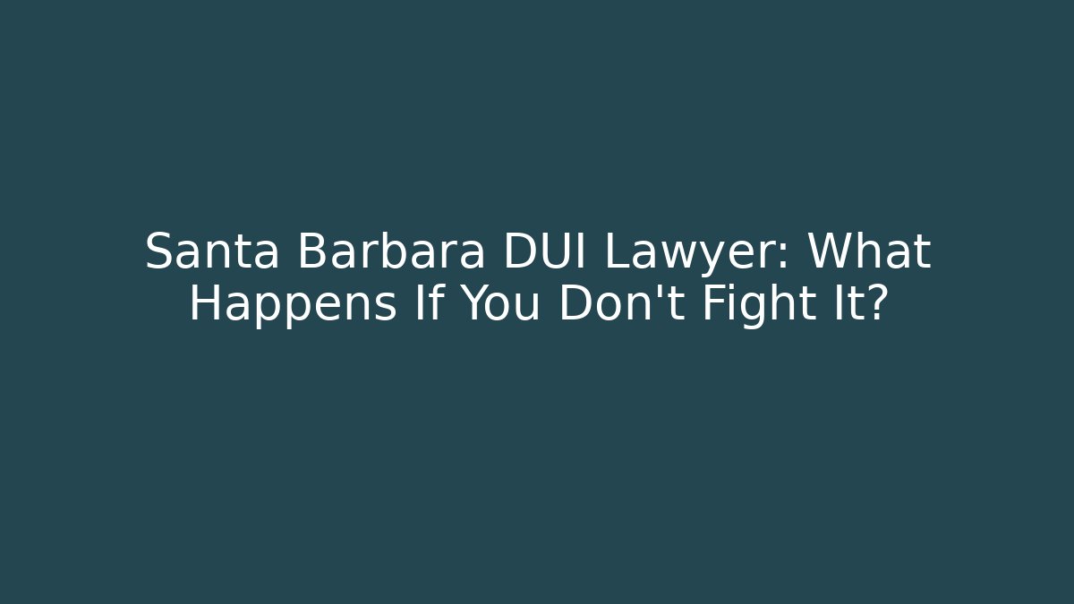 Santa Barbara DUI Lawyer: What Happens If You Don't Fight It?