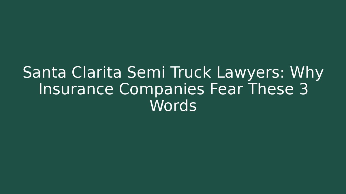 Santa Clarita Semi Truck Lawyers: Why Insurance Companies Fear These 3 Words