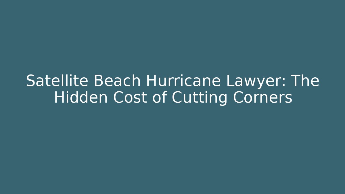 Satellite Beach Hurricane Lawyer: The Hidden Cost of Cutting Corners