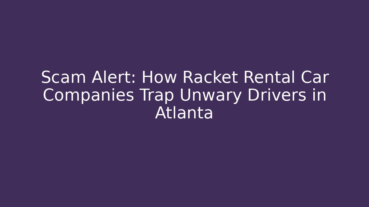 Scam Alert: How Racket Rental Car Companies Trap Unwary Drivers in Atlanta