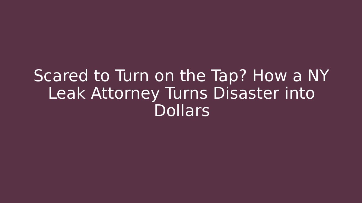 Scared to Turn on the Tap? How a NY Leak Attorney Turns Disaster into Dollars