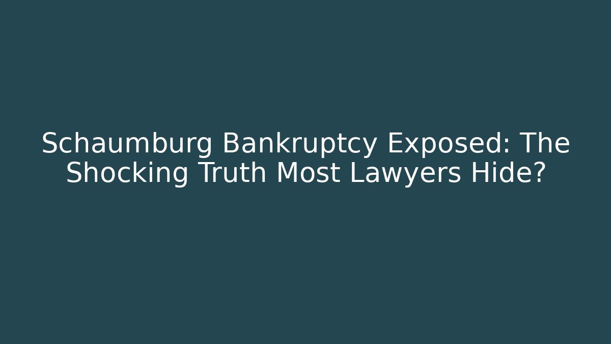 Schaumburg Bankruptcy Exposed: The Shocking Truth Most Lawyers Hide?
