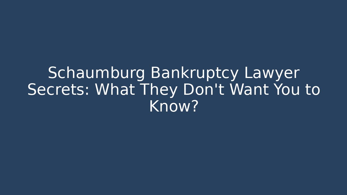 Schaumburg Bankruptcy Lawyer Secrets: What They Don't Want You to Know?
