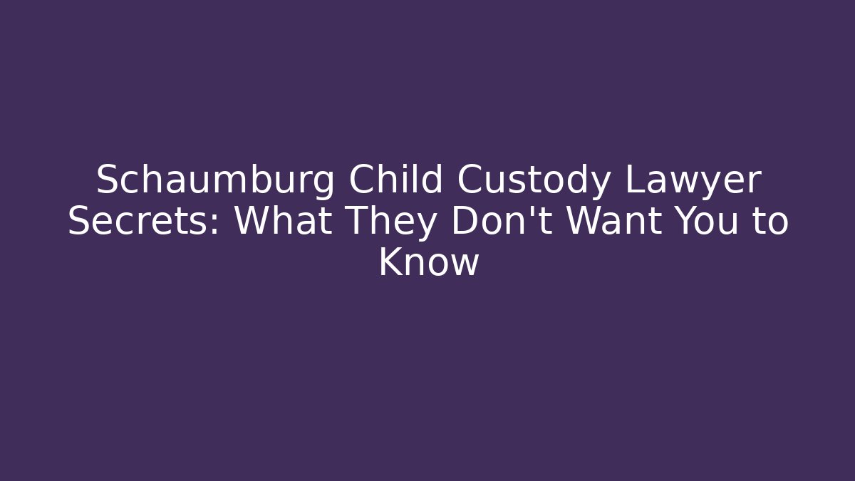 Schaumburg Child Custody Lawyer Secrets: What They Don’t Want You to Know - WealthxGroup