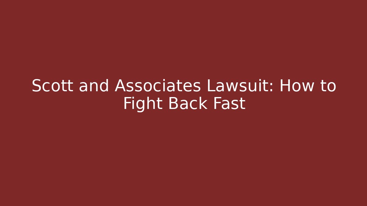 Scott and Associates Lawsuit: How to Fight Back Fast