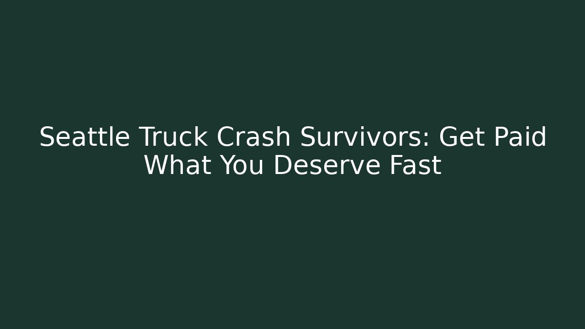Seattle Truck Crash Survivors: Get Paid What You Deserve Fast