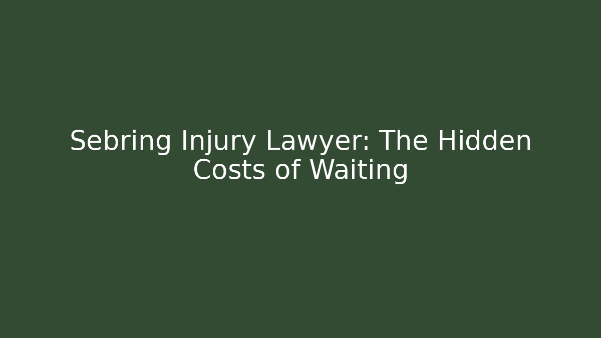 Sebring Injury Lawyer: The Hidden Costs of Waiting