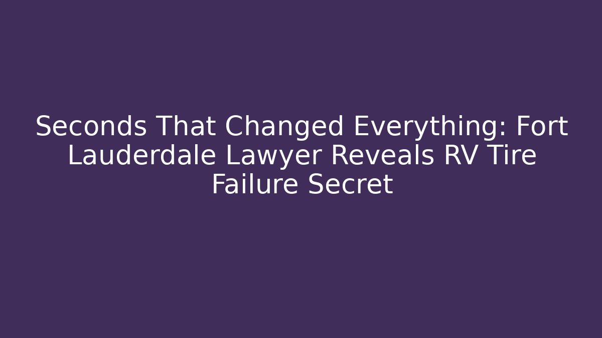 Seconds That Changed Everything: Fort Lauderdale Lawyer Reveals RV Tire Failure Secret
