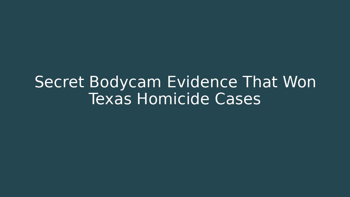Secret Bodycam Evidence That Won Texas Homicide Cases - WealthxGroup