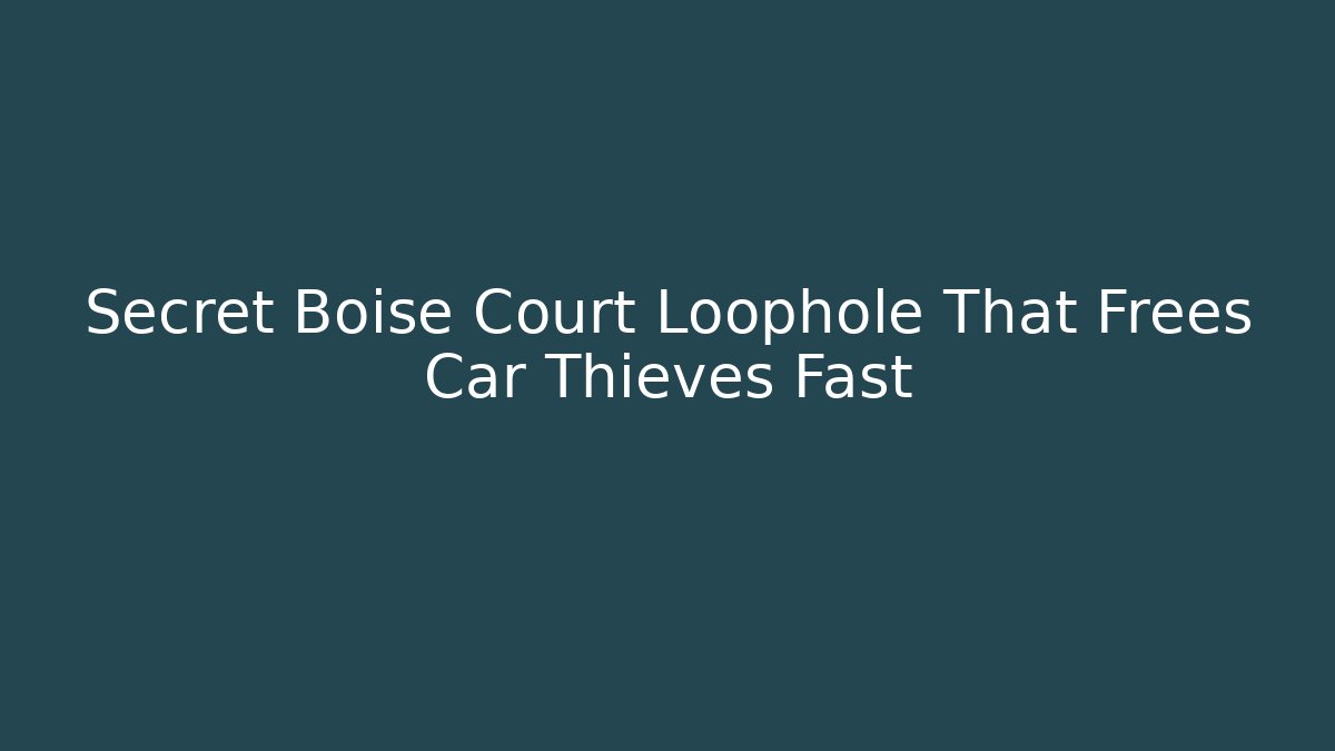 Secret Boise Court Loophole That Frees Car Thieves Fast