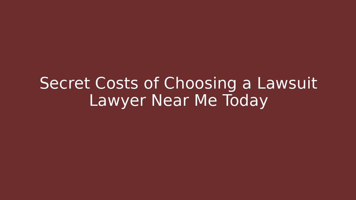 Secret Costs of Choosing a Lawsuit Lawyer Near Me Today