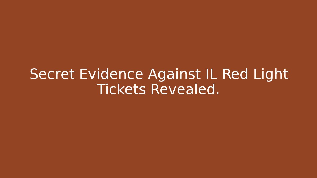 Secret Evidence Against IL Red Light Tickets Revealed. - WealthxGroup