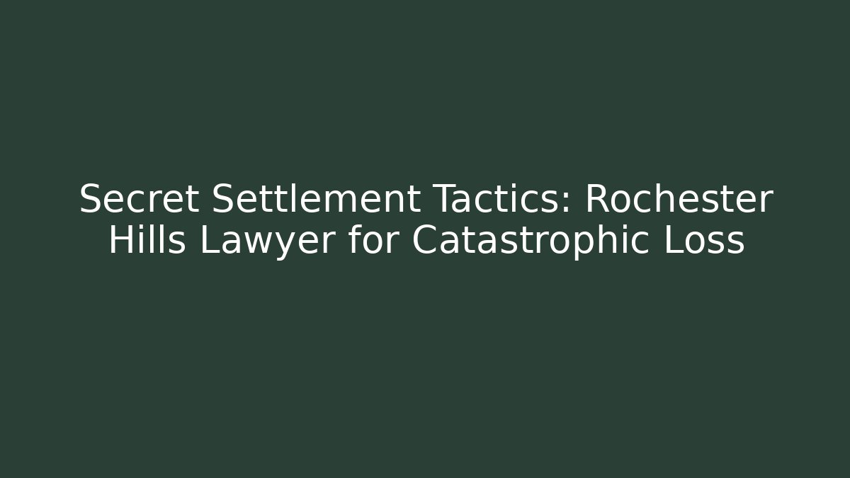 Secret Settlement Tactics: Rochester Hills Lawyer for Catastrophic Loss