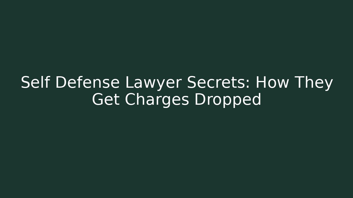 Self Defense Lawyer Secrets: How They Get Charges Dropped - WealthxGroup