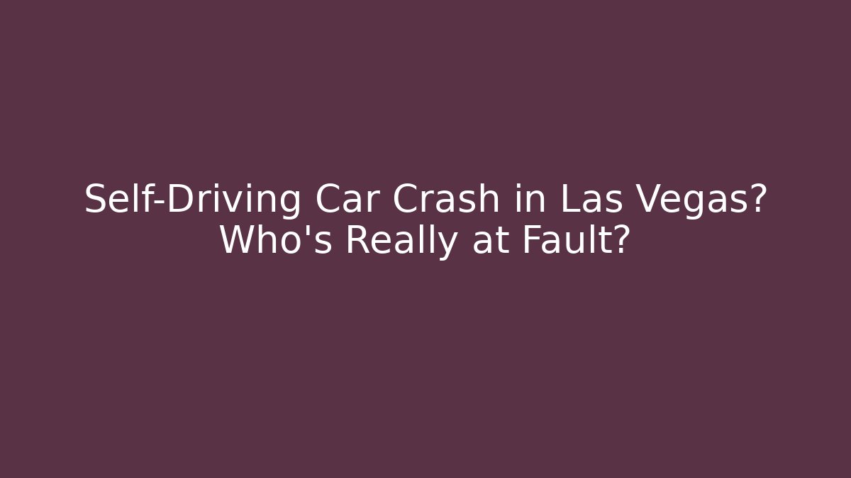 Self-Driving Car Crash in Las Vegas? Who’s Really at Fault?