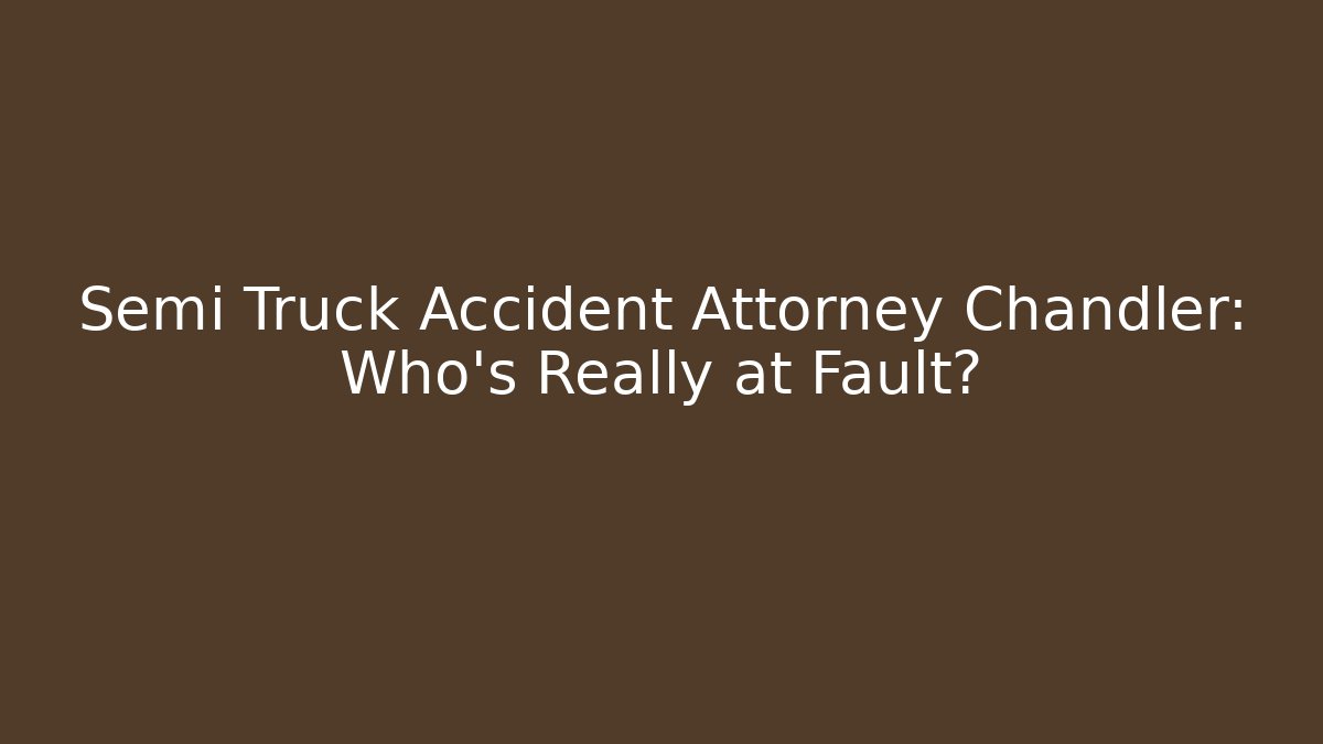 Semi Truck Accident Attorney Chandler: Who’s Really at Fault? - WealthxGroup