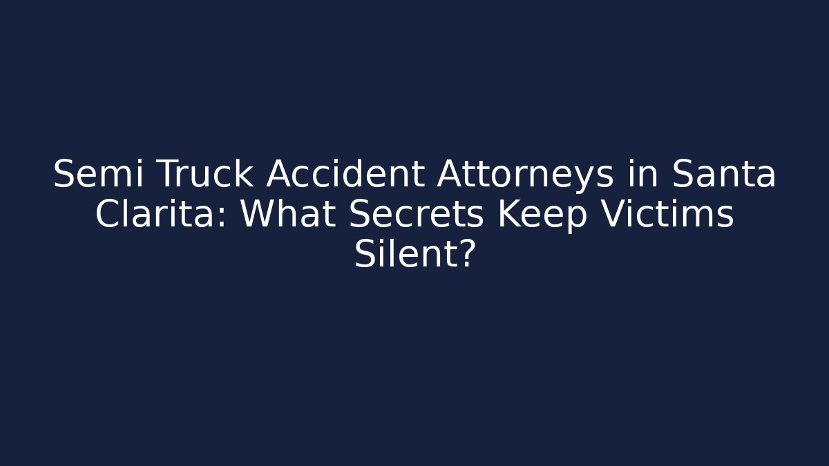Semi Truck Accident Attorneys in Santa Clarita: What Secrets Keep Victims Silent?