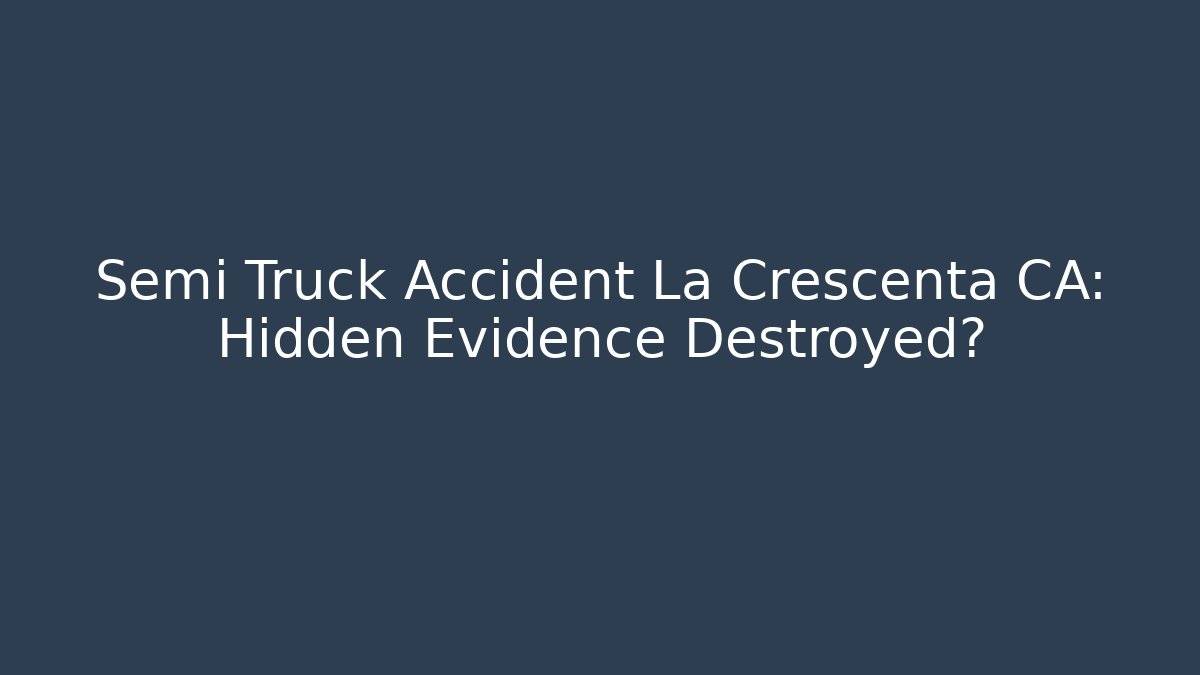 Semi Truck Accident La Crescenta CA: Hidden Evidence Destroyed?