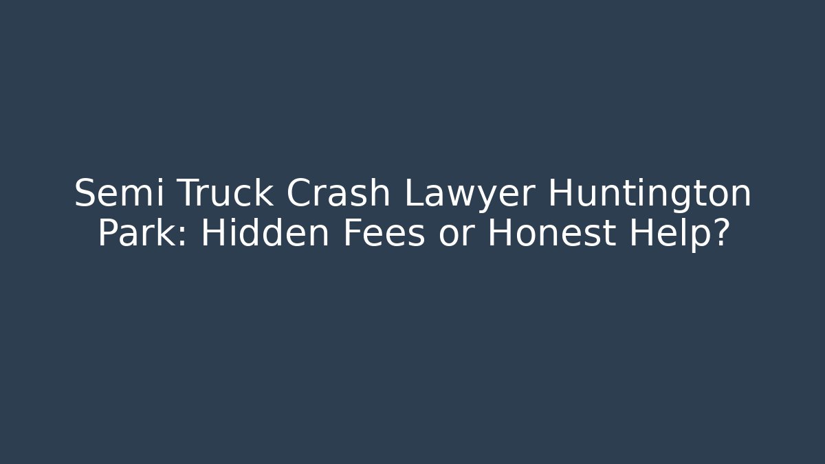 Semi Truck Crash Lawyer Huntington Park: Hidden Fees or Honest Help?