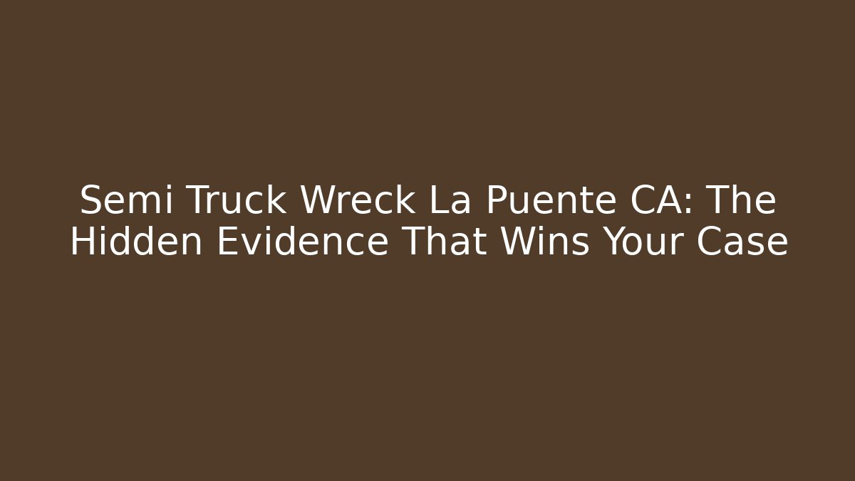 Semi Truck Wreck La Puente CA: The Hidden Evidence That Wins Your Case