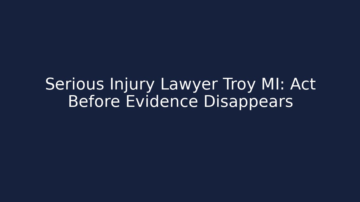 Serious Injury Lawyer Troy MI: Act Before Evidence Disappears
