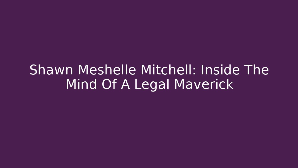 Shawn Meshelle Mitchell: Inside The Mind Of A Legal Maverick