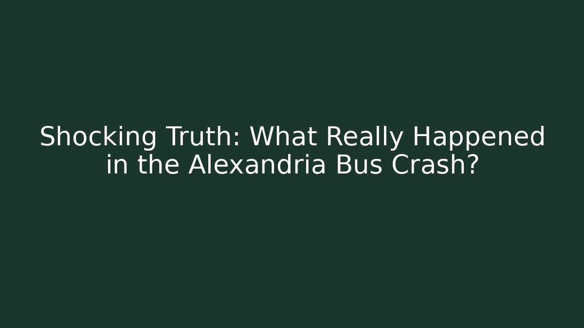 Shocking Truth: What Really Happened in the Alexandria Bus Crash?