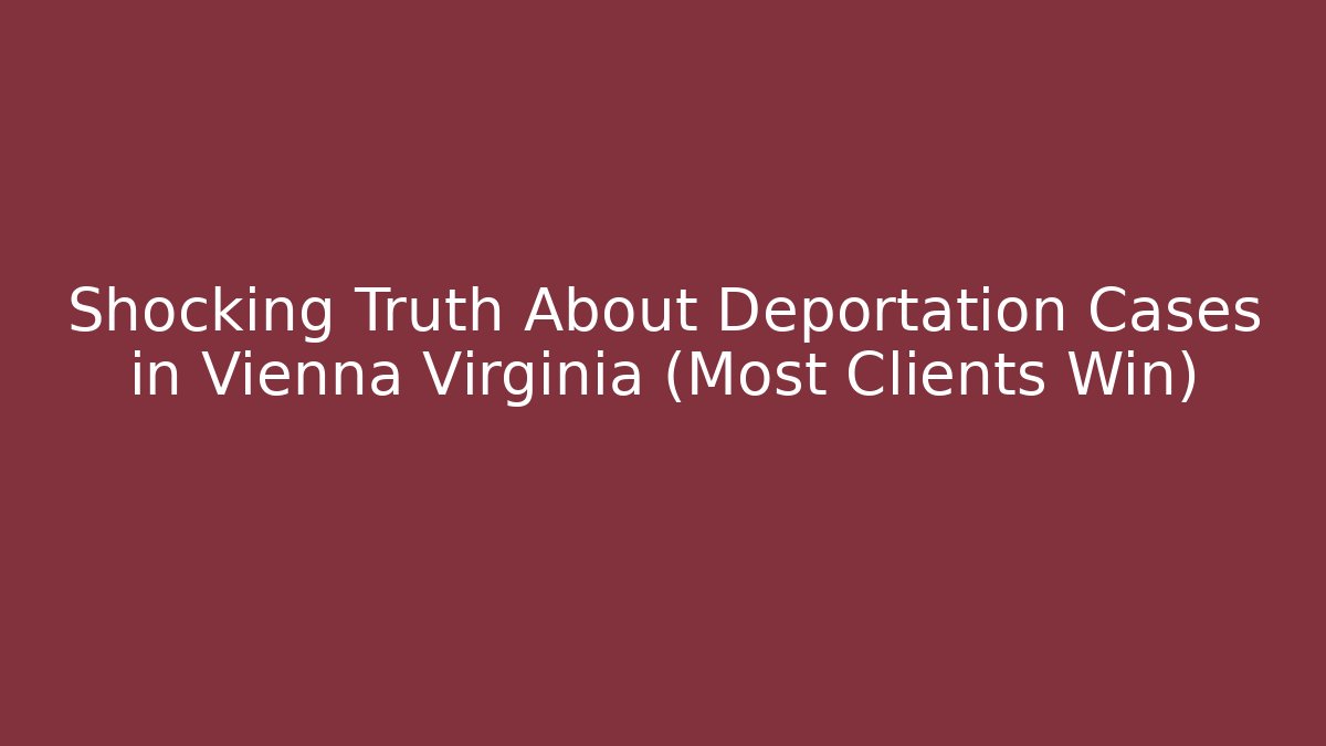 Shocking Truth About Deportation Cases in Vienna Virginia (Most Clients Win)