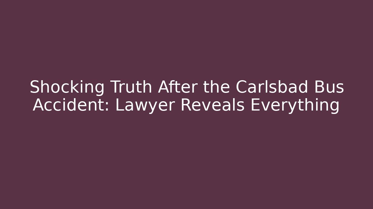 Shocking Truth After the Carlsbad Bus Accident: Lawyer Reveals Everything