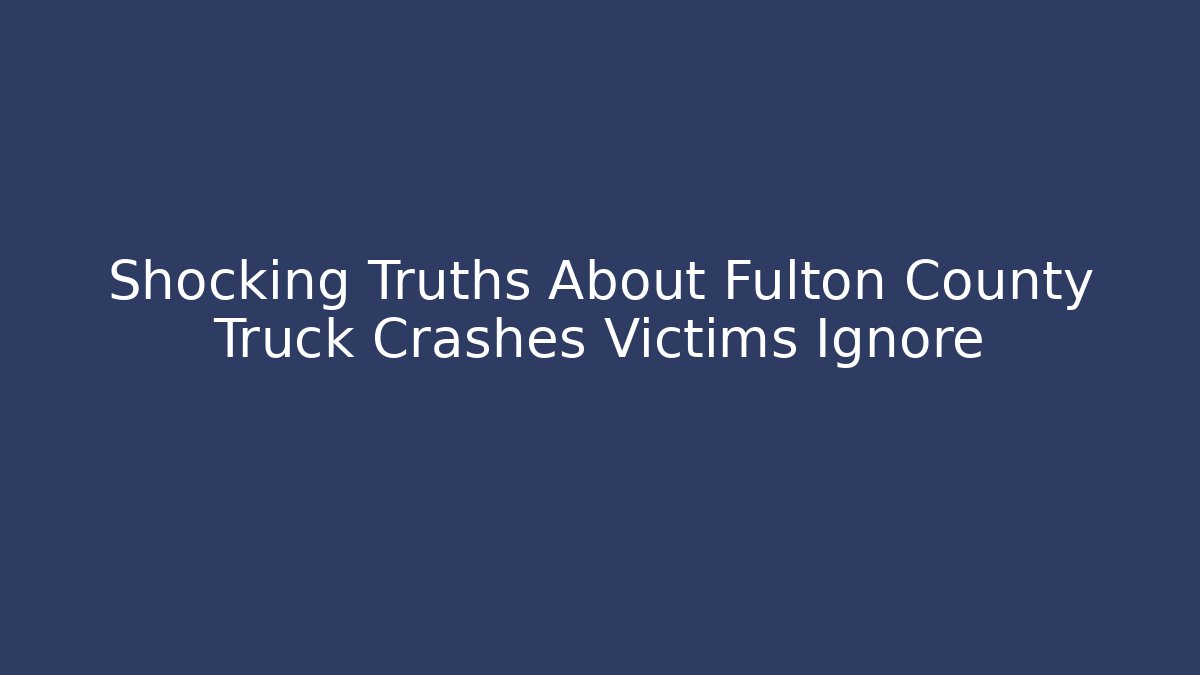 Shocking Truths About Fulton County Truck Crashes Victims Ignore