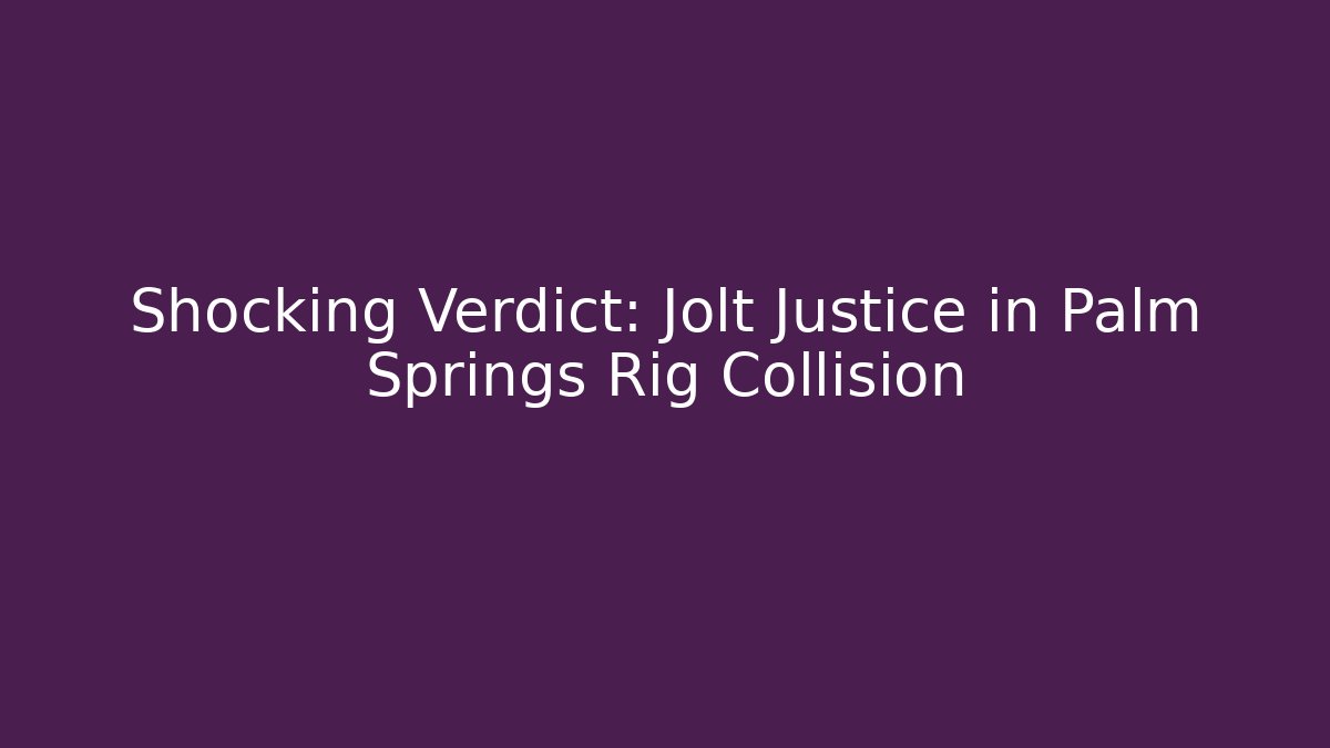 Shocking Verdict: Jolt Justice in Palm Springs Rig Collision - WealthxGroup