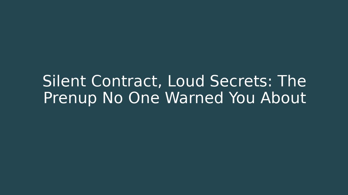 Silent Contract, Loud Secrets: The Prenup No One Warned You About - WealthxGroup
