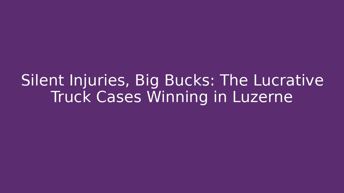 Silent Injuries, Big Bucks: The Lucrative Truck Cases Winning in Luzerne