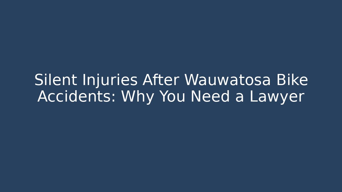 Silent Injuries After Wauwatosa Bike Accidents: Why You Need a Lawyer